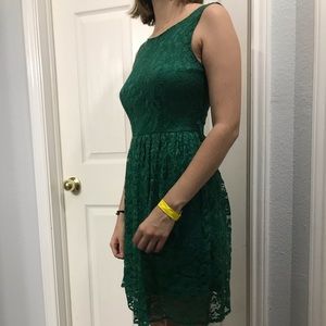 Green lace modcloth dress.